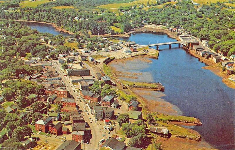 Calais ME Aerial View USA and Canadian Customs Stations International Bridge PC