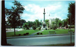 Postcard - The Circle at entrance to new bridge - Augusta, Maine