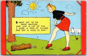 I Went Out To Do Some Golfing & Had Some Fun Woman Playing Golf Comic Postcard