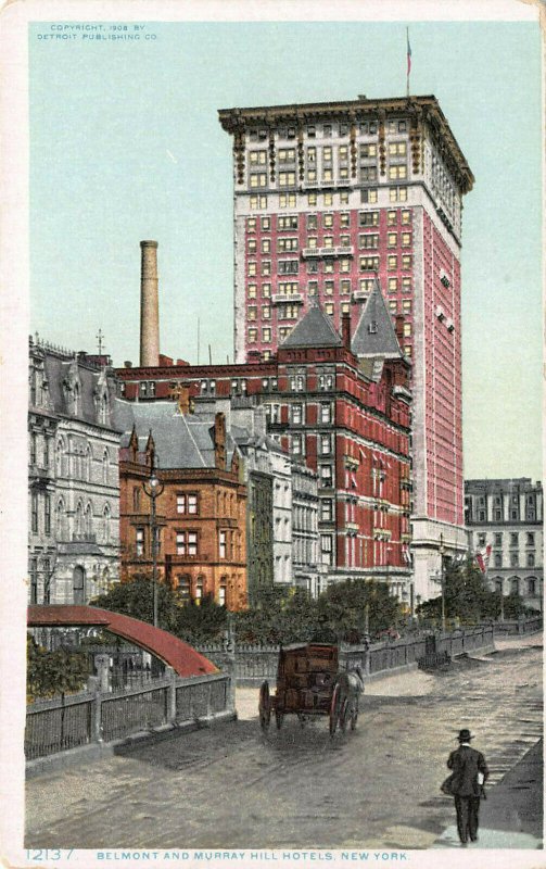 Belmont & Murray Hill Hotels, Manhattan,1908 Postcard, Unused, Detroit Pub. Co.