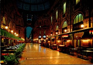 Italy Milano Itnerior Of The Vittorio Emanuele II Galery By Night