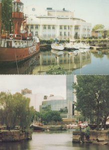 Boats at St Katherine Tower London Thames River 2x Postcard s