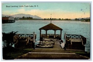 1912 View Of Boat Landing Little York Lake Cortland New York NY Vintage Postcard 