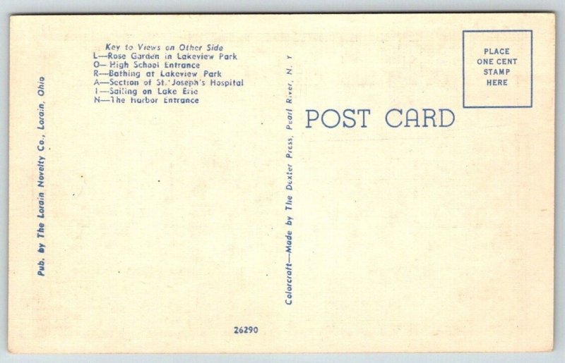 Vintage Ohio Postcard - Large Letter  Greetings From Lorain