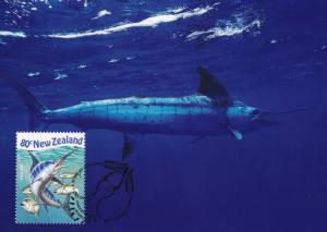 Striped Marlin New Zealand Fish Stamp Postcard First Day Cover