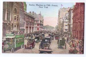 Sunday Morning Fifth Avenue New York NY Autos Cars ca 1910