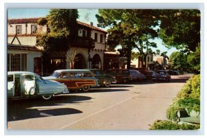 C.1950s Ocean Ave Carmel, CA Cars Woody Loaded Postcard P11e