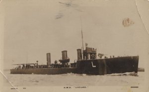 HMS Lydiard WW1 Military Destroyer Ship Old RPC Postcard