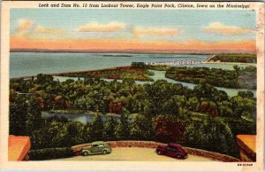 Postcard DAM SCENE Clinton Iowa IA AO2754