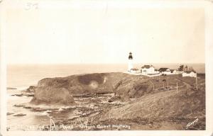 F14/ Oregon Coast Highway RPPC Postcard  c1940s Yaquina Lighthouse