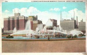 Vintage Postcard 1928 Clearance Buckingham Memorial Fountain Grant Park Chicago