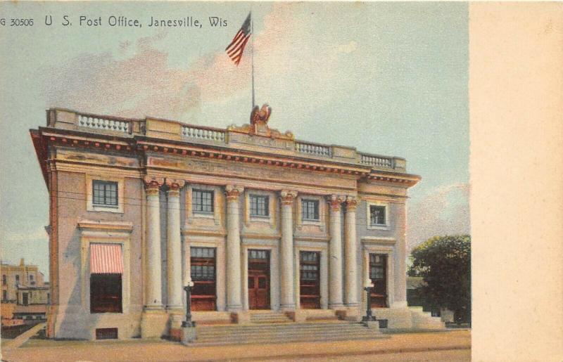 Janesville Wisconsin c1906 Postcard US Post Office