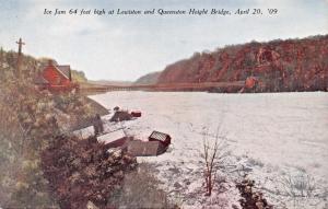 LEWISTON NY~ICE JAM 64' HIGH-QUEENSTON HEIGHT BRIDGE ONTARIO POSTCARD 1910s