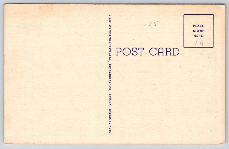 Kankakee Illinois~State Hospital~Main Bldg~Clock Tower~1940s Linen Postcard