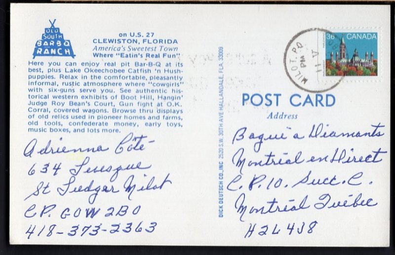 Florida CLEWISTON Old South BAR-B-Q Ranch U.S.27 - pm1980 - Chrome
