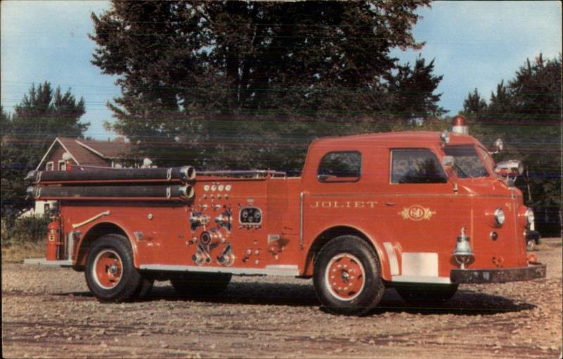 Joliet Fire Engine - Joliet IL??? Vintage c1950s Postcard