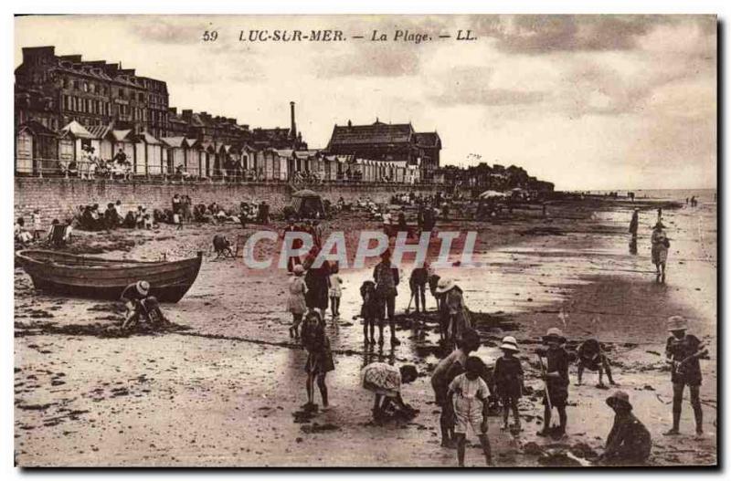 Old Postcard Luc Sur Mer The Beach Children