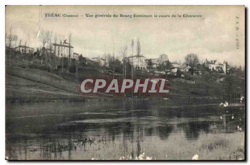 Postcard Old Charente Fleac general view of the Village overlooking the cours...