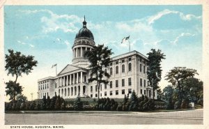 Vintage Postcard 1919 State House Historical Building Landmark Augusta Maine ME