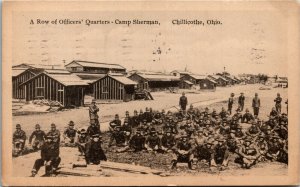 Postcard OH Chillicothe Row of Officers' Quarters Camp Sherman Doughboys 1918 S7