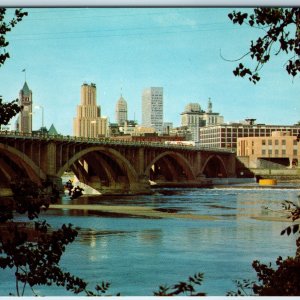 c1960s Minneapolis, Minn. 3rd Avenue Bridge Skyline Concrete Span River Vtg A225