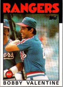 1986 Topps Baseball Card Bobby Valentine Manager Texas Rangers sk10702