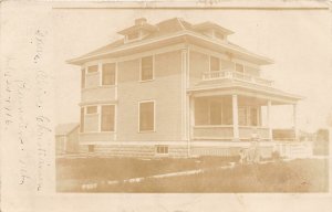 G41/ Plainview Nebraska RPPC Postcard c1910 Home Porch Woman Dog