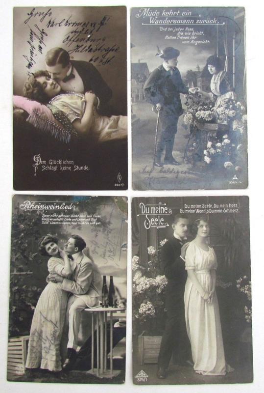 Deutsche WWI Ära Lot Of 4 Romantische Antik Echt Foto Postkarten RPPC W /