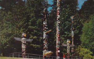 Canada Britsh Columbia Vancouver Totem Poles In Stanley Park