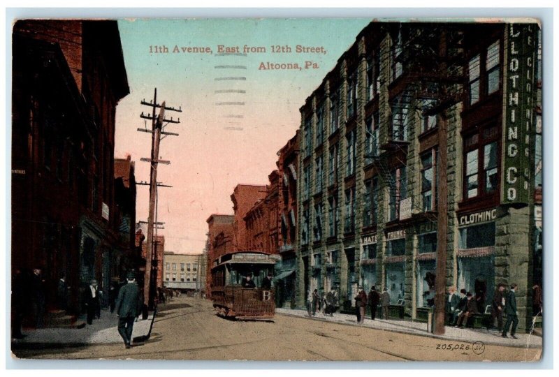 1911 11th Avenue East From 12th Street Trolley Altoona Pennsylvania PA Postcard