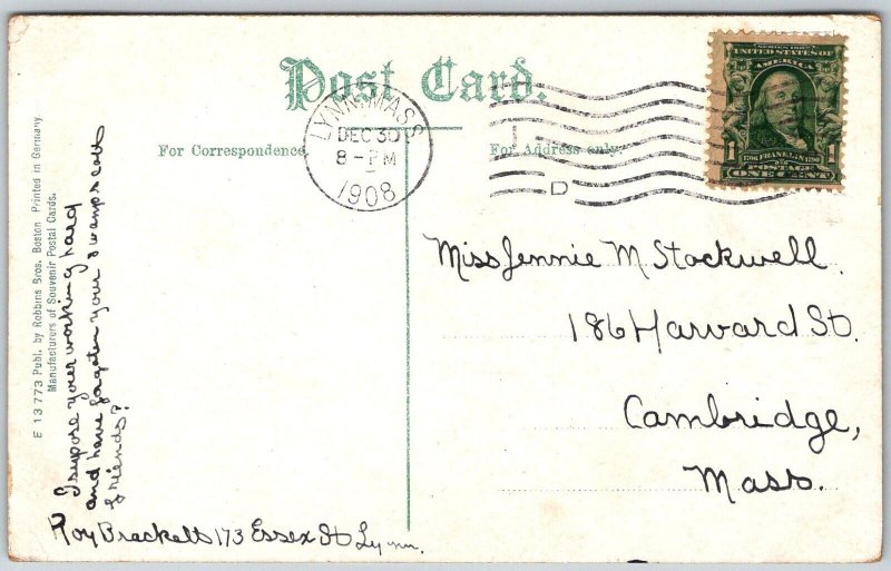 Lynn Massachusetts 1908 Postcard Floating Bridge