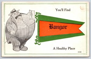 A Healthy Place is Bangor Michigan~Fat Man w/ Skinny Before Pic~1914 Pennant