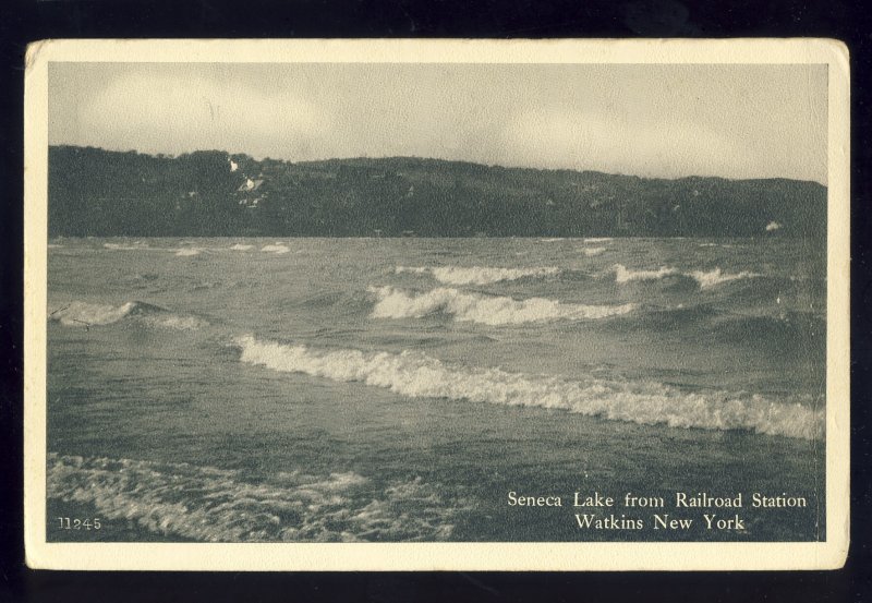 Watkins, New York/NY Postcard,  Seneca Lake From Railroad Station