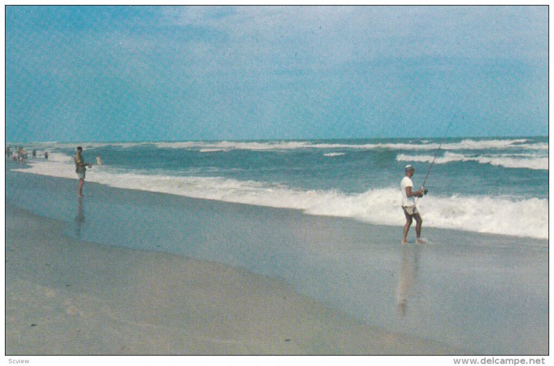 OCEAN DRIVE, South Carolina, 1940-1960's; Surf Fishing