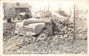 J69/ Pryor Oklahoma RPPC Postcard c40s Tornado Disaster Automobile No Joy 135