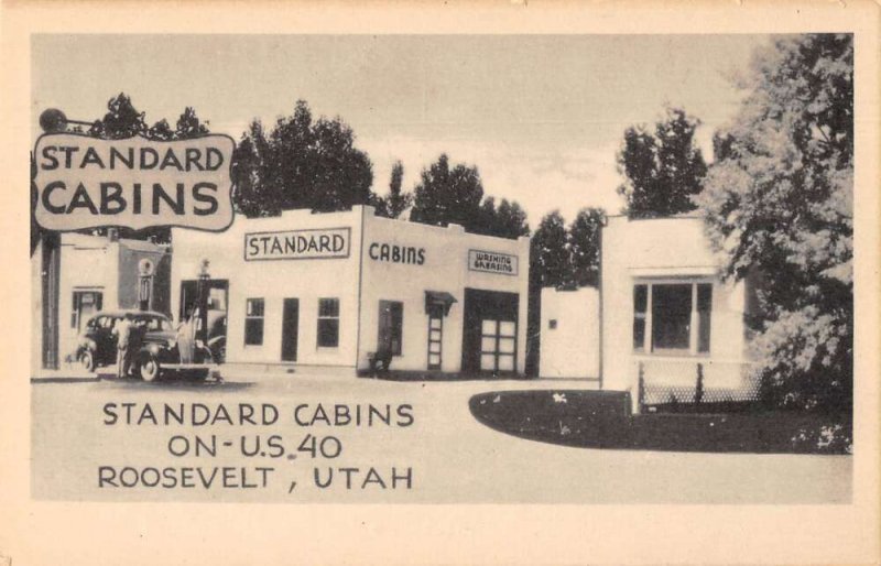 Roosevelt Utah Standard Cabins and Gas Station Vintage Postcard AA31767