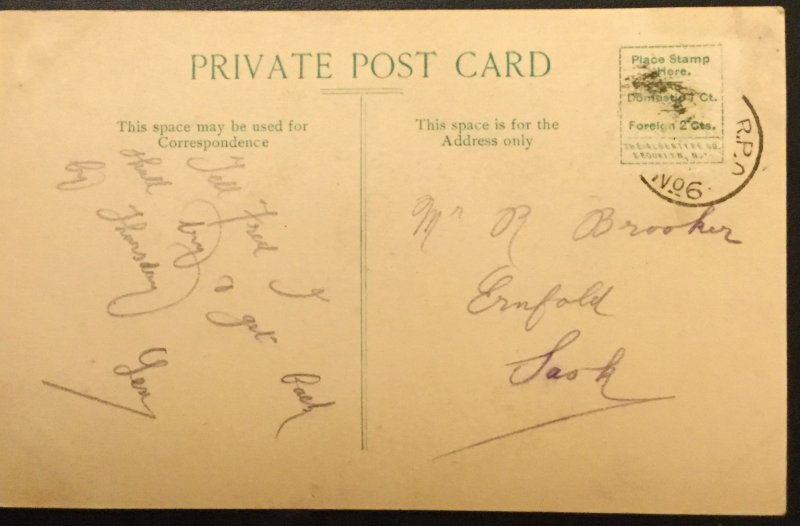 Vintage Postcard Used Stamp missing Banks Moose Jaw Canada RPO LB