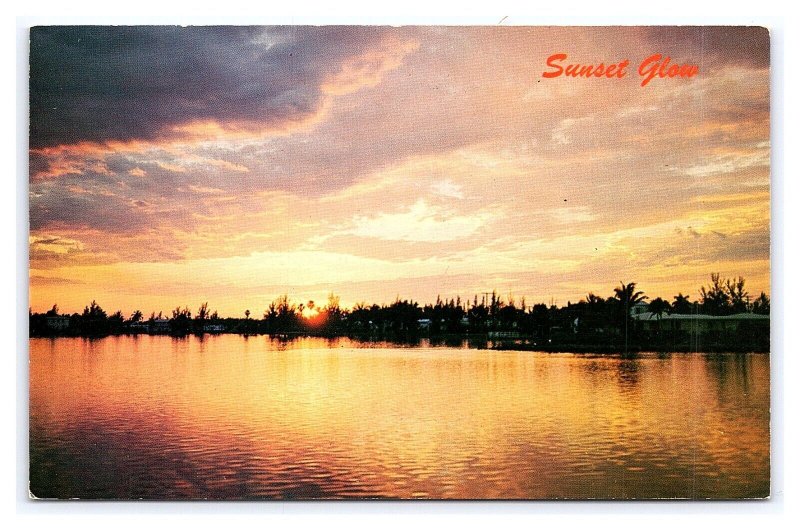 Sunset Glow Lake Scenic View c1970 Postcard