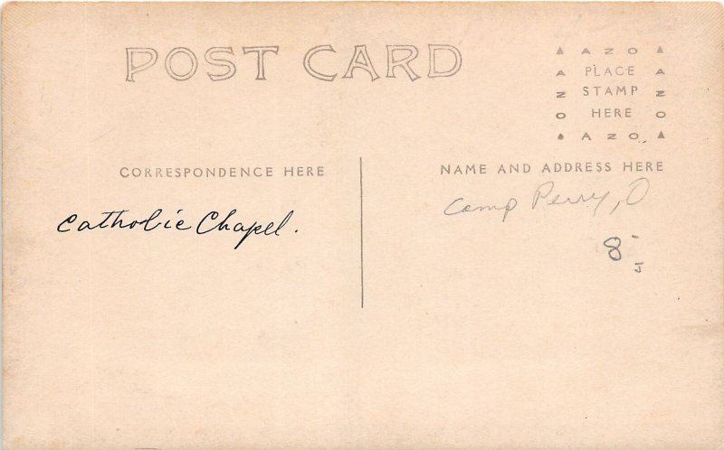 J30/ Camp Perry Ohio RPPC Postcard c1910 Catholic Chapel Building  21
