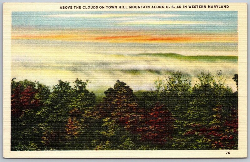 Vtg Western Maryland MD Town Hill Mountain Above The Clouds 1930s View Postcard