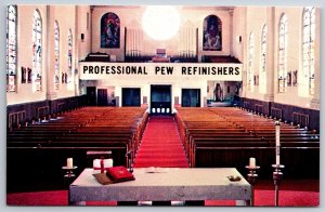 Advertising~Interior of Church Valko & Son Pew Refinishers~Vintage Postcard