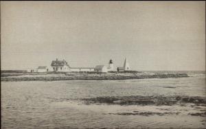 Cape Porpoise ME Goat Island Lighthouse c1940 Postcard #2