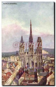 Old Postcard Rouen cathedral