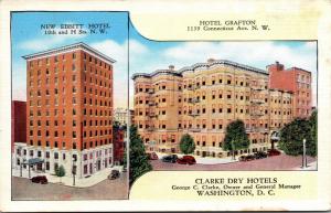 Hotel Grafton New Ebbit Hotel Clarke Dry Hotels Washington DC Linen Postcard I15