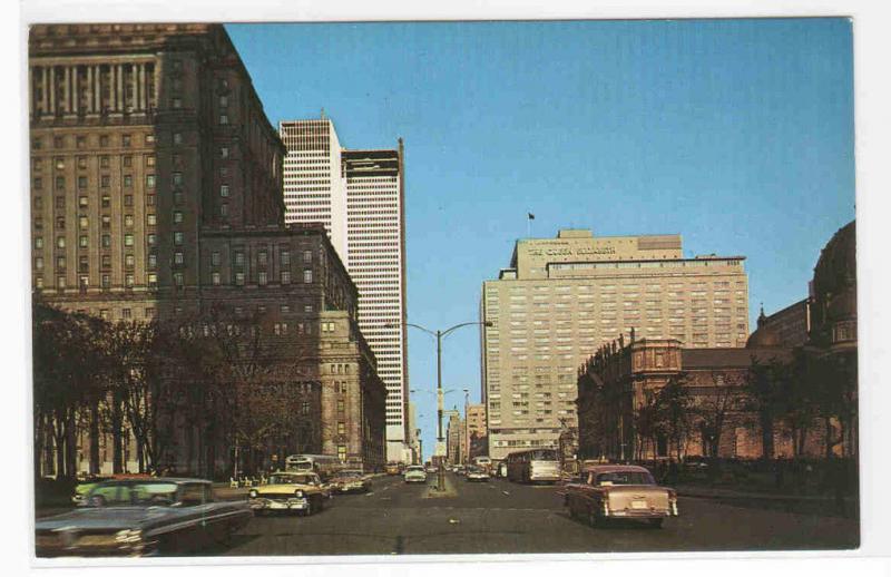 Dorchester Street Cars Montreal Quebec Canada postcard