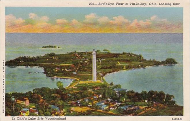 Ohio Put-In-Bay Birds Eye View Looking East 1954 Curteich