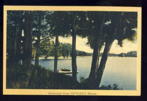 Jackman, Maine/ME Postcard, View Of Lake & Rowboat