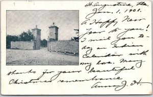 1901 Saint Augustine Florida FL Entrance Gate Antique Posted Postcard