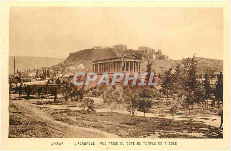 Old Postcard Athens Acropolis View from the Cote du Temple of Theseus