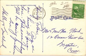 Ocean Highway Inlet Bridge Maryland Delaware Linen Cancel WOB Postcard 